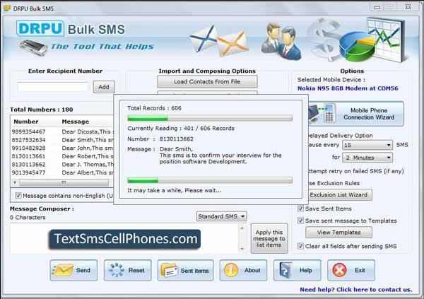 Cell Phone Messaging Software screenshot
