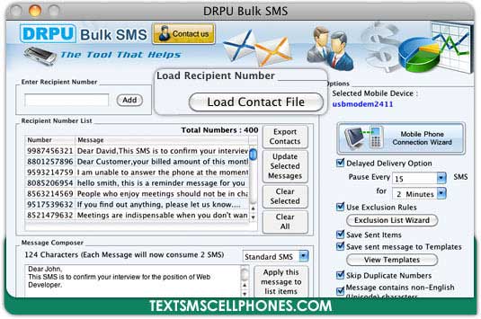 Mac Cell Phone Bulk SMS 8.2.1.0 full