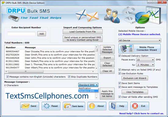 GSM Mobile SMS Messaging Program screenshot