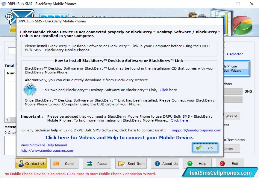 Bulk SMS Software for BlackBerry Mobile Phones