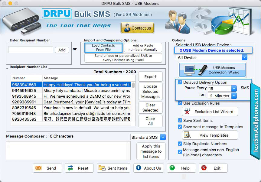 Mac Bulk SMS Software for USB Modems